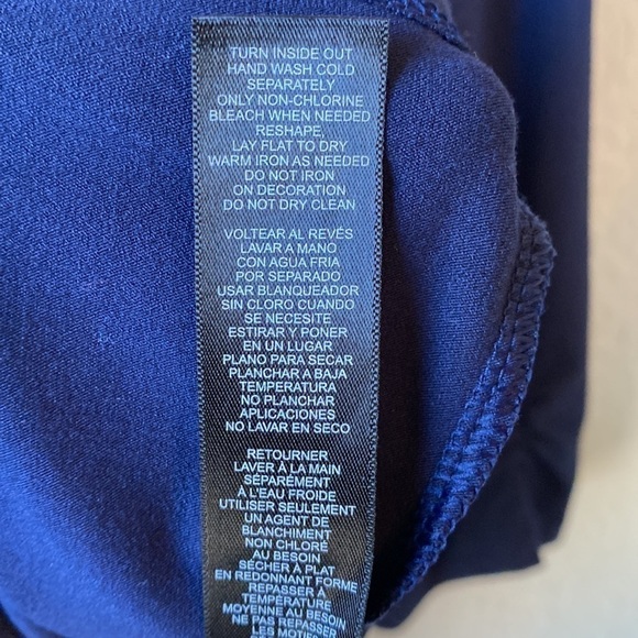 WHBM Blue Beaded V Neck Top Size Medium - Picture 9 of 13